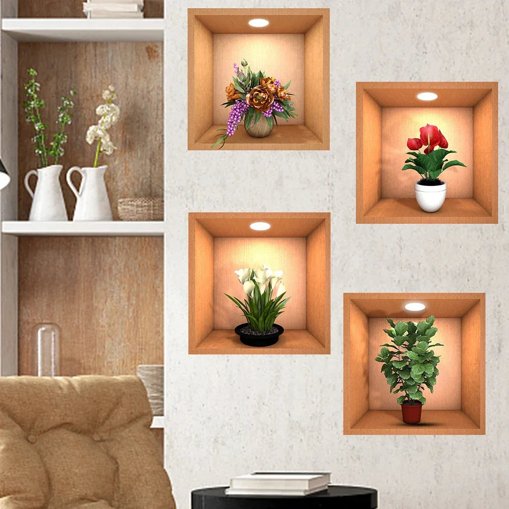 Kit 4 Quadros Adesivos Tridimensional